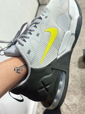 Nike Gray and Neon Yellow Air-Cushioned Trainer